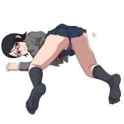 1girls absurd_res aldwelter all_fours arched_back ass bare_thighs bent_over black_eyes black_hair black_legwear black_socks boruto:_naruto_next_generations cameltoe clothed clothing female female_focus female_only hi_res high_resolution highres knee_socks kneehighs kneesocks legwear light-skinned_female light_skin looking_at_viewer looking_back miniskirt narrowed_eyes naruto naruto_(series) on_all_fours pale-skinned_female pale_skin panties petite pinup pose posing presenting_ass presenting_butt presenting_hindquarters purple_panties purple_underwear sarada_uchiha school_girl school_uniform schoolgirl short_hair short_skirt shounen_jump shueisha skirt skirt_around_belly skirt_lift skirt_up smile smiling smiling_at_viewer socks soles solo solo_female solo_focus teen teenage_girl teenager thighs toe_socks toes tomboy uchiha_sarada underwear upskirt very_high_resolution white_background