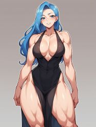 ai_generated black_dress blue_eyes cleavage dress female female_focus female_only jorgecarlosai long_hair milf mommy mommy_kink muscular muscular_female sexy_dress tagme thick thick_thighs wide_hips wide_thighs