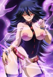 big_breasts breasts breasts_out half-dressed hero_outfit_(mha) long_hair mask midnight_(my_hero_academia) my_hero_academia red_nail_polish sano-br seductive_smile