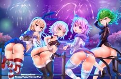 4girls ass choujigen_game_neptune crossover fate_(series) female female_only jack_the_ripper_(fate/apocrypha) kantai_collection multiple_girls neptune_(neptunia) neptunia_(series) one-punch_man panties sereneandsilent shimakaze_(kantai_collection) tatsumaki