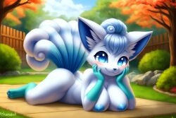 adorable ai_generated alolan_form alolan_vulpix anthro breasts cute cute_face female fur furry gobabsnow naked pokemon pokemon_(species) solo vulpix