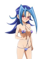 1girls artist_request bikini blue_hair blush edit female kamishiro_rio long_hair looking_at_viewer medium_breasts red_eyes rio_kamishiro smile solo transparent_background yu-gi-oh!