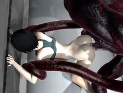 3d animated animated_gif ass black_hair censored eden_(game) gif lowres monster tentacle