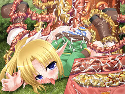 1girls blonde_hair blood elf female flat_chest rape spikes tears tentacle virgin x-ray