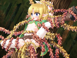 1girls anal anal_penetration blonde_hair bound censored crying crying_with_eyes_open double_penetration elf female flat_chest functionally_nude nipples rape restrained small_breasts spikes tears tentacle vaginal_penetration