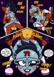 1boy 1boy1girl 1girls ahegao ahegao_face big_ass big_butt big_dick blue_skin crash_(series) crash_bandicoot crash_bandicoot_(series) furry nina_cortex orange_fur penetration sex shortstack tongue_out