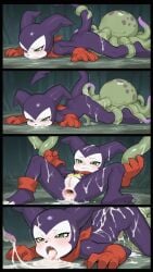 ai_generated digimon raped_by_monster swamp monster tentacles anal anal_sex anal_penetration impmon cum cum_in_ass