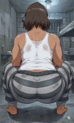 1girl 1girls ai_edit ai_generated ass avatar_legends barefoot bars black_and_white_stripes brown_hair bunk_bed butt butt_focus cell dirty dirty_clothing edit edited edited_ai edited_image facing_away female female_focus female_only gemini huge_ass inmate inmates_clothing jail jail_cell korra large_ass prison prison_cell prison_clothes prison_uniform prisoner rear_view short_hair slippyai solo solo_female solo_focus squat squatting striped_clothing stripes sweat sweaty tan tan_body tan_skin tank_top tanned tanned_female tanned_skin the_legend_of_korra thick_ass thick_thighs thighs white_tank_top