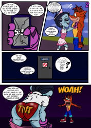 crash_(series) crash_bandicoot_(series) crash_bandicoot nina_cortex shortstack male female 1boy 1girls 1boy1girl big_ass focus_on_ass furry