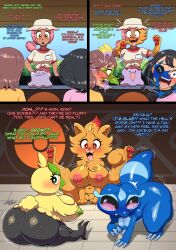 ass big_ass big_breasts blush breasts browt dialog dialogue ditto ditto_(pokemon) english english_text female_protagonist_(pokemon_ww) gecqua gender_transformation habrow huge_ass joi_(pokemon) joi_(pokemon_ww) male_protagonist_(pokemon_ww) metamon miori nipples nurse_joy pokemon pokemon_(species) pokemon_ww pombon pomken small_breasts species_transformation tagme thick_ass thick_thighs thighs transformation zorym