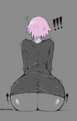 1girls accidental_exposure ambiguous_gender ass ass_focus back_view bottom_heavy_female crona_(soul_eater) dress dress_lift gothic gothic_girl hourglass_figure huge_ass long_dress pink_hair short_hair sitting soul_eater ssad_chrona startled sweat sweatdrop tagme tagme_(artist) thick_thighs tight_clothing trembling viewed_from_behind wide_hips