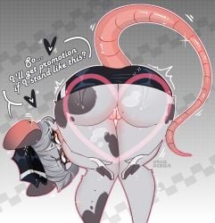 absurd_res ambiguous_fluids anthro ass_up big_butt bodily_fluids bottomwear butt butt_focus butt_heart challenge clothed clothing clothing_lift ear_piercing ear_ring embarrassed female genitals heart_symbol hi_res mammal mouse murid murine nude orcaocean piercing pinup pose ring_piercing rodent skirt skirt_lift smelly solo speech_bubble sweat sweatdrop text thick_thighs vulva