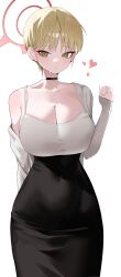 1girl big_breasts blonde_hair blue_archive chocker female halo huge_breasts marina_(blue_archive) short_hair solo solo_female tmdj