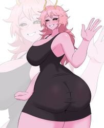 ! 1girls 2026 2d 2d_(artwork) 2d_artwork 5_fingers antlers artist_name artist_signature ashido_mina ashido_mina_time-skip ass ass_focus ass_of_the_gods big_ass big_butt big_thighs black_sclera boku_no_hero_academia boobs breasts butt clothed clothed_female clothes cropped_legs curvy curvy_body curvy_female curvy_figure curvy_hips dialogue dialogue_bubble digital_drawing_(artwork) digital_media digital_media_(artwork) dress eyebrows eyelashes eyes eyes_open female female_focus female_only fingernails fingers girl hand_on_hip hips hourglass_figure hourglass_figured_female long_hair long_hair_female looking_at_viewer medium_breasts mina_ashido mina_ashido_time-skip my_hero_academia nails pink_body pink_hair pink_hair_female pink_skin sexually_suggestive sexy sexy_body sexy_female shiny shiny_ass shiny_butt shiny_clothes shiny_skin shounen_jump simple_background slim slim_girl smile smiling smiling_at_viewer solo speech speech_bubble stronkbonk suggestive suggestive_look superhero superheroine text text_bubble thick_thighs thighs tight_clothes tight_clothing tight_dress tits tongue watermark white_background wink winking winking_at_viewer yellow_eyes