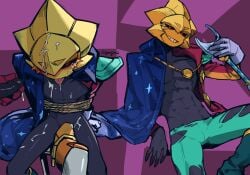 artist_name bdsm before_and_after black_skin blushing boot brawl_stars cape chair color cum cum_drip cum_on_body cum_on_face cum_on_tongue cum_outside evil_smile glove headwear holding_penis larry_(brawl_stars) lawrie_(brawl_stars) male male/male male_only mask masked_male patreon_username red_eyes ripped_pants robot_boy robot_penis rope shame sirius_(brawl_stars) star stepped_on stepping_on_penis sweat tear threesome tied_up tongue_out yaoi