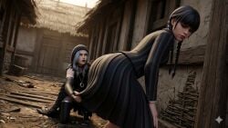 2girls 3d 3d_animation ai_generated ass ass_grab bare_ass black_hair black_hair_female black_panties blender caked_up clothing fortnite grey_body grey_hair grok grok_imagine groping_ass groping_butt huge_ass ione_(fortnite) kissing_ass large_ass lifting_skirt mp4 smothering_ass sound tagme the_addams_family thicc_ass video wednesday_(netflix) wednesday_addams wednesday_addams_(fortnite) yuri