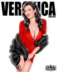 1girls actress artist_logo breasts bust celebrity cleavage cleavage_cutout curvy_body curvy_figure curvy_hips eyelashes eyes fanart female female_focus female_only female_solo hourglass_figure ismael_rac light-skinned_female light_skin lips pinup pinup_girls pinup_pose porn_star real_person skirt solo solo_female solo_focus veronica_avluv white_background xeracx xeracx_girls