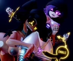 2girls 3d 3d_(artwork) 3d_render 777bronzestar black_hair blender blender_(software) blender_cycles breasts bysamzan cyn_(bysamzan) cyn_(murder_drones) cyntessa_(murder_drones) dominant dominant_female domination duo duo_female duo_focus female female/female female_focus female_only genital_fluids genitals glitch_productions glowing_eyes grabbing grabbing_breasts grabbing_from_behind hand_on_breast hand_on_hip hand_on_leg licking licking_ass medium_breasts murder_drones nude nude_female only_female purple_eyes purple_hair pussy ribbon robot robot_girl robot_humanoid screen_face short_hair standing tagme uzi_(bysamzan) uzi_(murder_drones) uzi_doorman vulva white_body yellow_eyes yuri