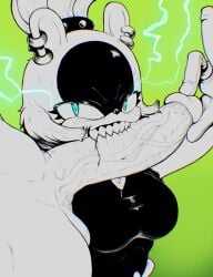 1boy 1girls afrosoricid anthro anthro_focus balls bite biting biting_penis blood blue_eyes bodily_fluids breasts clothed clothing dominismortis duo ear_piercing ear_ring electricity erection faceless_character faceless_male female female_focus furry furry_female genitals green_background hi_res human human_male humanoid_genitalia humanoid_penis idw_publishing interspecies looking_at_viewer male male/female mammal mostly_offscreen_character penis penis_bite piercing ring_piercing saliva sega sex sharp_teeth simple_background sonic_(series) sonic_the_hedgehog_(comics) sonic_the_hedgehog_(idw) sonic_the_hedgehog_(series) surge_the_tenrec teeth tenrec tongue tongue_out