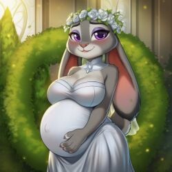 ai_generated anthro anthro_female bedroom bedroom_eyes bunny bunny_girl disney eyeshadow female judy_hopps lazybonesai looking_at_viewer painted_nails pregnant pregnant_anthro pregnant_belly pregnant_female purple_eyes smiling_at_viewer smirking_at_viewer zootopia wedding_dress bride bride_veil
