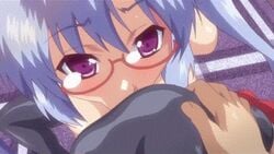 :>= animated blue_hair breasts brother_and_sister censored deepthroat fellatio glasses imouto_paradise imouto_paradise! incest kneepit_sex megane meganekko murakami_teruaki oral penis purple_eyes siblings teenager thigh_sex thighhighs thighs