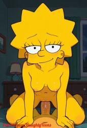 adult aged_up ai_generated cowgirl_position lisa_simpson naked riding_penis sex sexy sexy_pose small_breasts