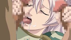 animated closed_eyes drooling facial ikusa_otome_suvia licking long_hair multiple_penises oral penis rape saliva screen_capture silver_hair suvia tekoki tongue