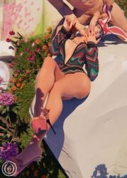 1boy 1girls 3d big_ass big_breasts big_penis blue_eyes bunny_ears cherry_blossoms cum cum_in_mouth cum_on_face dress feet fingernails flower glowing_eyes green_hair high_heels image image_set kiriko_(overwatch) kitsune kitsune_mask laying laying_on_back laying_on_rock legs legs_together legs_up long_fingernails long_legs nude nude_male one_eye_closed outdoors overwatch overwatch_2 panties penis penis_on_face pink_nails ponytail sexy_pose thick_thighs thighs toes trsensualstudio underwear v_shape watermark