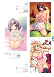 breasts cleavage cum erect_nipples hitsujimura_saki joy_ride naked_apron nipples pianissimo sugina_miki thighhighs