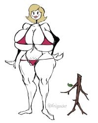 1girls big_ass big_breasts bikini blonde_female blonde_hair female hand_on_thigh huge_breasts lips minigonchar oc original_character pussy stick stick_figure stickman stickwoman thick_pussy thick_thighs thong voluptuous_female wood