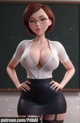 ai_generated big_breasts brown_hair bursting_breasts helen_parr large_breasts milf pdbai pencil_skirt skirt tagme teacher teacher_outfit the_incredibles
