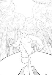 anthro balls canine forest fur furry katai knot leash male male_only master penis perspective pet solo tail tree whip wolf wood