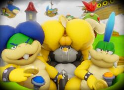3d 3d_model 4boys airship balls big_ass black_fur blue_hair bowser_jr. clouds coins cum cum_in_mouth cumming domination doommusk foursome furry gay handjob koopa koopa_clown_car larry_koopa lire_(doommusk) ludwig_von_koopa mario_(series) money_in_ass monkey nintendo oral penis reptile scalie smirking_at_viewer spiked_bracelet tongue_out wand yellow_skin
