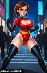 ai_generated big_breasts brown_hair bursting_breasts helen_parr large_breasts milf pdbai superhero_costume superheroine tagme the_incredibles