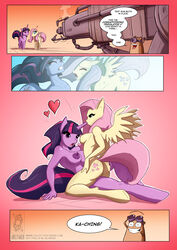 1boy 2011 2girls anthro ass blue_eyes breasts closed_eyes corruption english_text equine eyewear female feral fluttershy_(mlp) friendship_is_magic goggles gun hair hamster heart hooves horn horse human humanized humanoid jolly_jack jolly_jack_(character) kneeling long_hair male my_little_pony nipples nude pegasus pink_hair pony purple_eyes purple_hair purple_nipples purple_skin ranged_weapon rodent simple_background sitting standing tail teeth text transformation twilight_sparkle_(mlp) two_tone_hair uncensored unicorn weapon wings yellow_skin