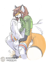 anthro canine cox cum fox fur furry gideon gigantic_penis gigantic_testicles girly hyper male male_only solo solo_male stockings