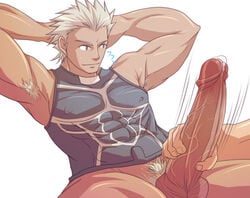 archer_(fate) bara fake_iron fate/stay_night fate_(series) handjob jacking_off_another male male_only multiple_males muscle muscles penis yaoi