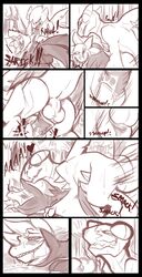 1boy 1girls comic doggy_style dragon female garchomp hydreigon interspecies kayla-na male mel_the_hybrid monochrome penis pokemon pokemon_(species) scalie sex sketch straight sweat text