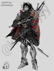 absurd_res adopt adoptable anthro armor canid canine canis character design_(disambiguation) detailed fantasy feral floral for_sale furry hi_res knight male mammal melee_weapon poppy_(disambiguation) solo sword warrior weapon wolf