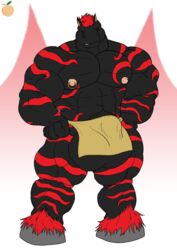 anthro balls big_balls black buff clydesdale equine hooves horse hyper loincloth male male_only muscles piercing red stupidgit