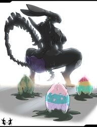 alien alien_(franchise) anthro easter egg egg_laying holidays ovipositor presenting rohan_scribe xenomorph xenomorph_queen