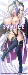 blue_hair bondage breasts dakimakura demon_girl erect_nipples horns huge_breasts kyonyuu_majo lactation mound_of_venus nipples sample succubus tail tenma_yuria thighhighs waffle wings