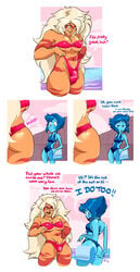 1futa 1girls ass balls balls_in_panties beach bikini blush breasts bulge cartoon_network cleavage curvy dark_skin dialogue erect_nipples female flaccid futa_with_female futanari gem_(species) huge_breasts intersex jasper_(steven_universe) lapis_lazuli_(steven_universe) large_ass large_penis larger_futanari nipple_bulge nipples one-piece_swimsuit panties panty_bulge penis penis_in_panties penis_under_clothes purse size_difference small_breasts smaller_female steven_universe xubbles