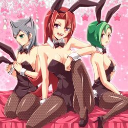 bunnysuit cathy_(yu-gi-oh!_zexal) high_heels kari_tsukumo kotori_mizuki mizuki_kotori tsukumo_akari yu-gi-oh! yu-gi-oh!_zexal