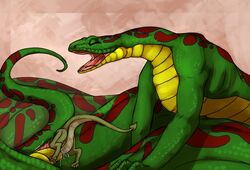 ambiguous_gender cloaca dragon female feral feral_unbirthing_feral macro micro open_mouth pussy_juice size_difference snake syrinoth unbirthing vore