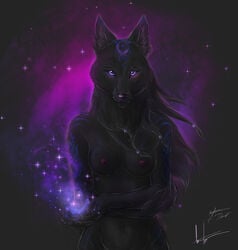 anthro bagheera_(artist) blue_eyes breasts canine dark female fur furry looking_at_viewer nude solo stars wolf