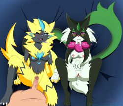 anthro female furry meowscarada penis pokémon_(species) pokemon pokemon_sv roxasnuggets13 zeraora