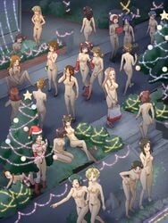 24girls 6+girls ashgrey_noise ass azumanga_daiou barefoot bondage casual character_request christmas feet female group human k-on! lucky_star masturbation medium_breasts meirin_(kuroshitsuji) multiple_females multiple_girls nanako_kuroi narumi_yui nipples nude nudist nyamo_minamo_kurosawa outdoors pubic_hair public public_nudity sawako_yamanaka_(k-on!) teacher tied_up yukari_tanizaki zenra