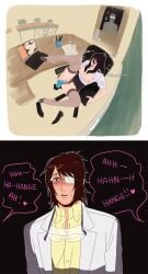 2girls andydraws_ attack_on_titan blush breasts breasts_out dildo dildo_in_pussy female female_only hange_zoe hanji_zoe lesbian lesbians office office_clothing office_lady pieck_finger porn shingeki_no_kyojin tagme workplace yuri