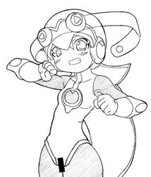 cameltoe censored girutaabo hagane_(artist) lowres mega_man mega_man_battle_network monochrome pussy roll.exe smile tagme